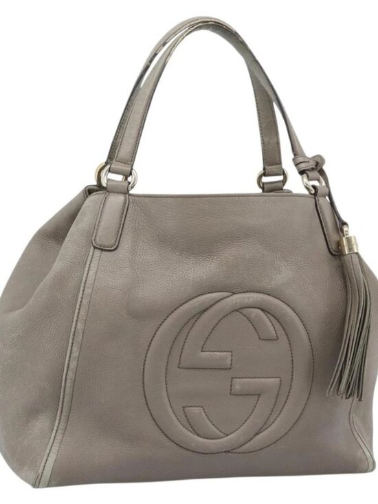 Gucci Handbags - GUCCI Soho Hand Bag Leather Gray Gold 282309 Auth ep14702